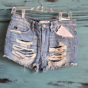 KanCan Light Blue Distressed Jean Shorts